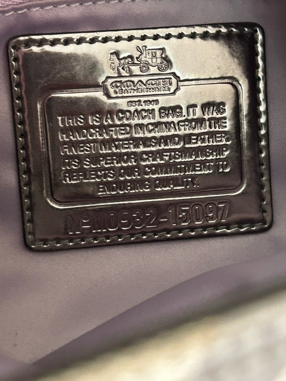 Coach Madison Op Art Hobo Shoulder Bag Silver Purple Lining - Picture 15 of 16